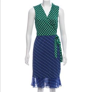 Diane Von Furstenberg green and blue dress size 8